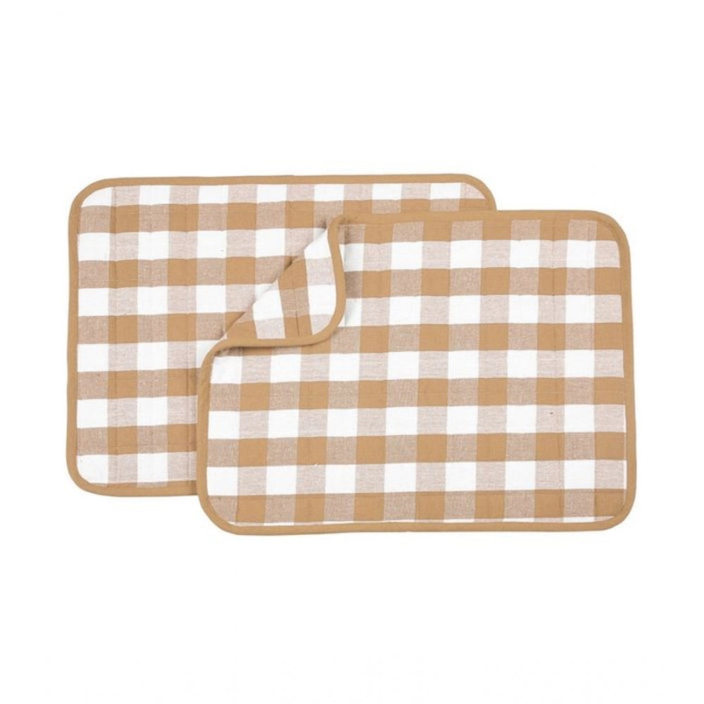 Pack Of_6 Cotton Checkered Kitchen Towel Sets (Beige) - GillKart