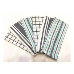 Pack Of_6 Cotton Checkered Kitchen Towel Sets (Grey, Size: 18x28 In) - GillKart