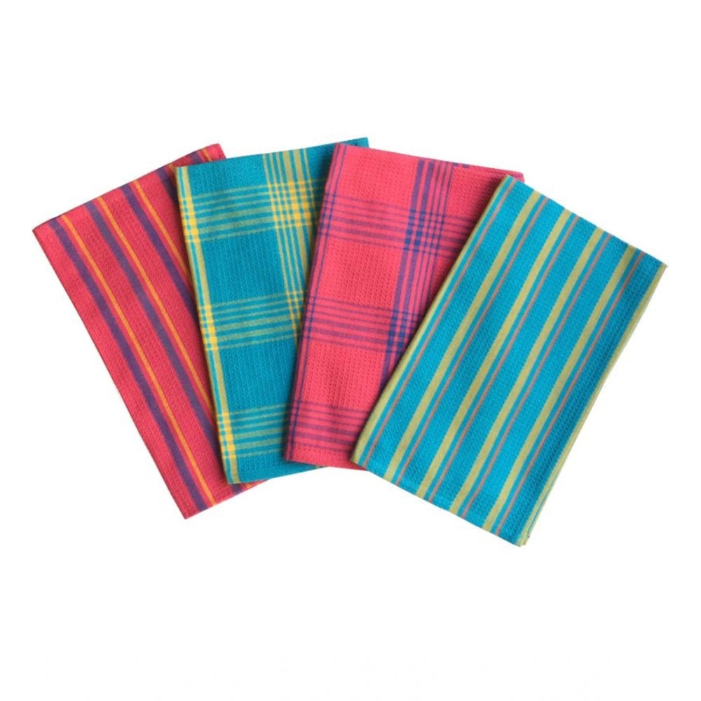 Pack Of_4 Cotton Checkered Kitchen Towel Sets (Multicolor, Size: 15x25 In) - GillKart