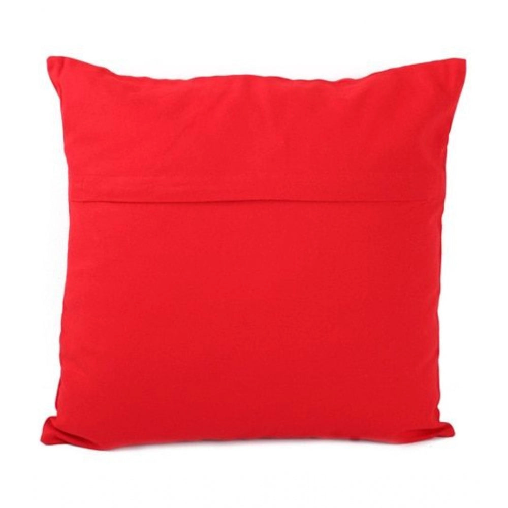 Pack Of_2 Cotton Printed Cushion Cover Sets (Red, Size: 16x16 In) - GillKart