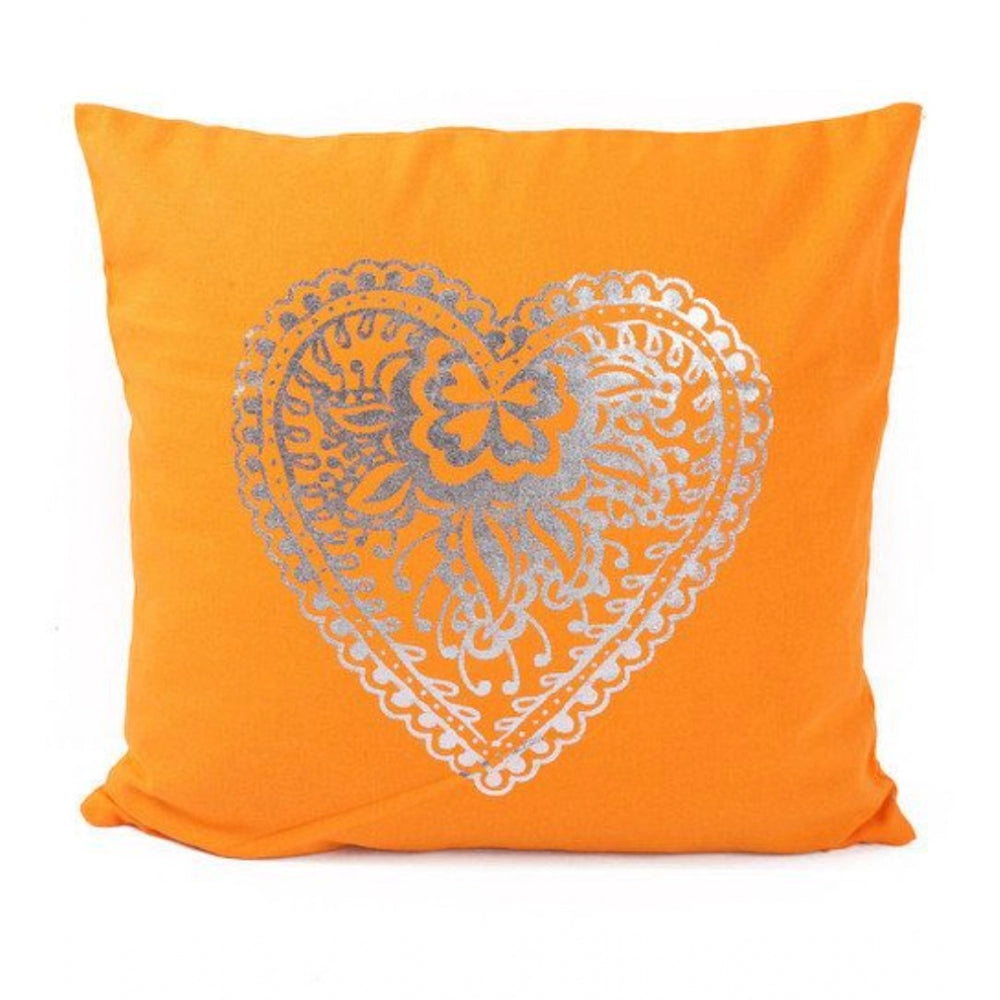 Pack Of_2 Cotton Printed Cushion Cover Sets (Mustard, Size: 16x16 In) - GillKart