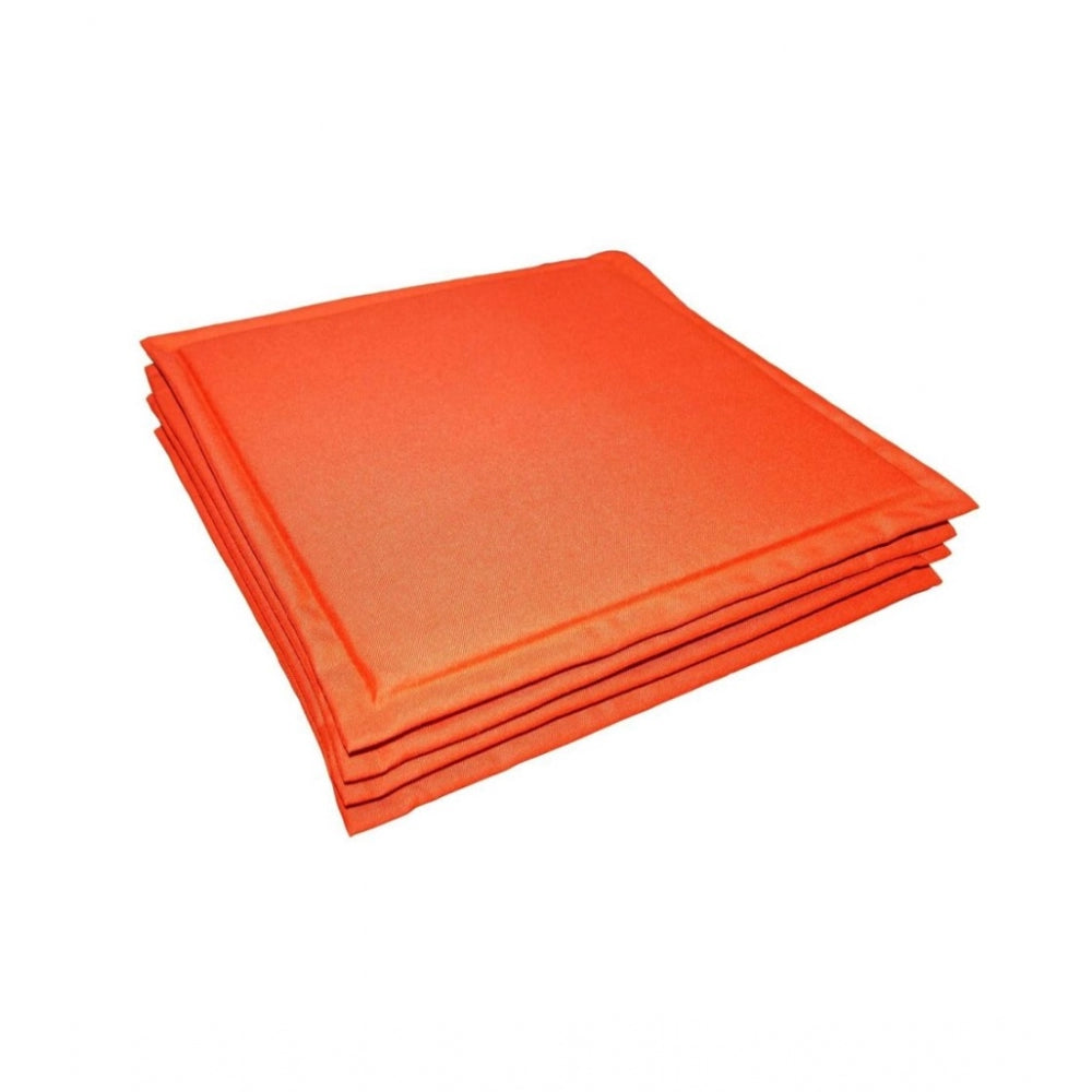 Pack Of_4 Polyester Solid Chairpads (Orange, Size: 16x16 In) - GillKart