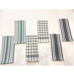 Pack Of_6 Cotton Checkered Kitchen Towel Sets (Grey, Size: 18x28 In) - GillKart