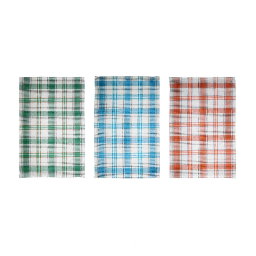 Pack Of_3 Cotton Checkered Kitchen Towel Sets (Multicolor, Size: 24x16 In) - GillKart