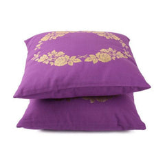 Pack Of_2 Cotton Printed Cushion Cover Sets (Purple, Size: 16x16 In) - GillKart