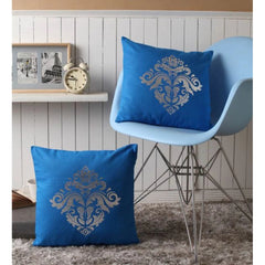 Pack Of_2 Cotton Printed Cushion Cover Sets (Blue, Size: 16x16 In) - GillKart