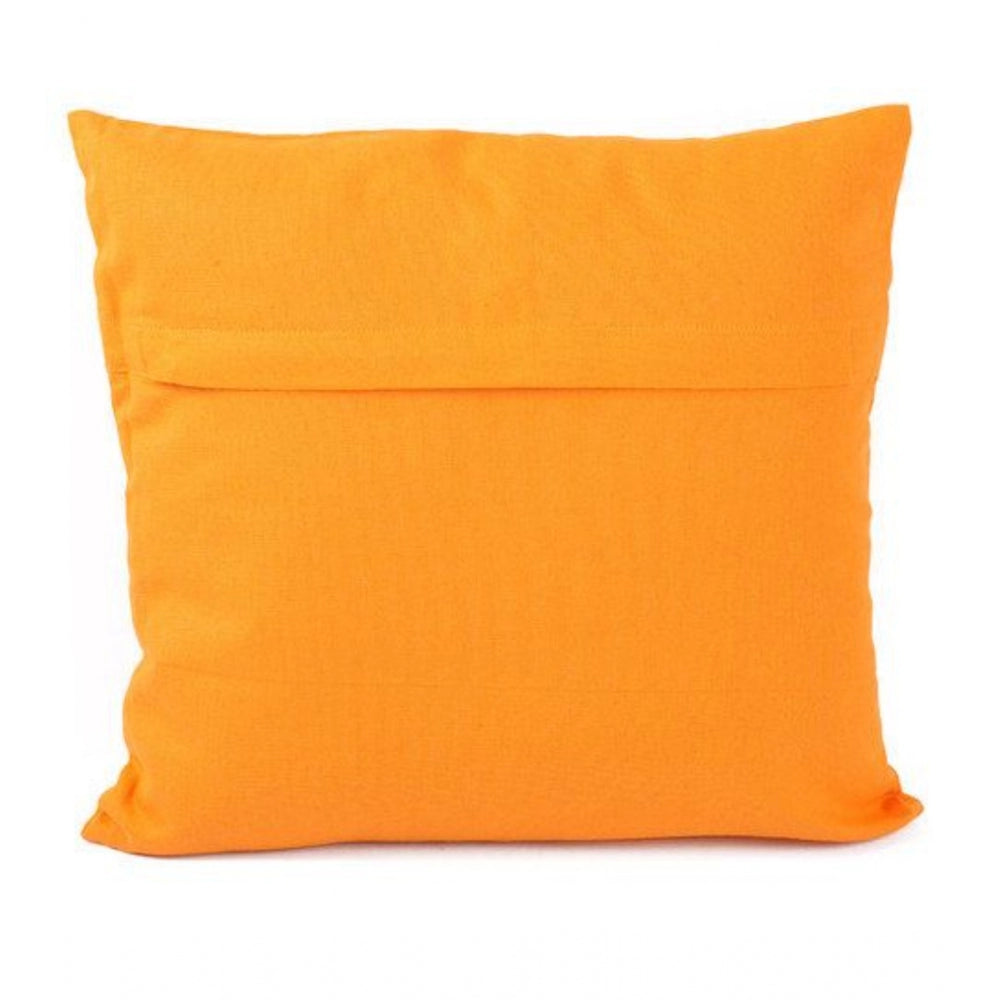 Pack Of_2 Cotton Printed Cushion Cover Sets (Mustard, Size: 16x16 In) - GillKart