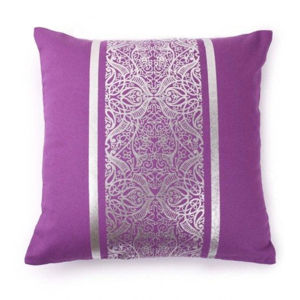 Pack Of_2 Cotton Printed Cushion Cover Sets (Purple, Size: 16x16 In) - GillKart