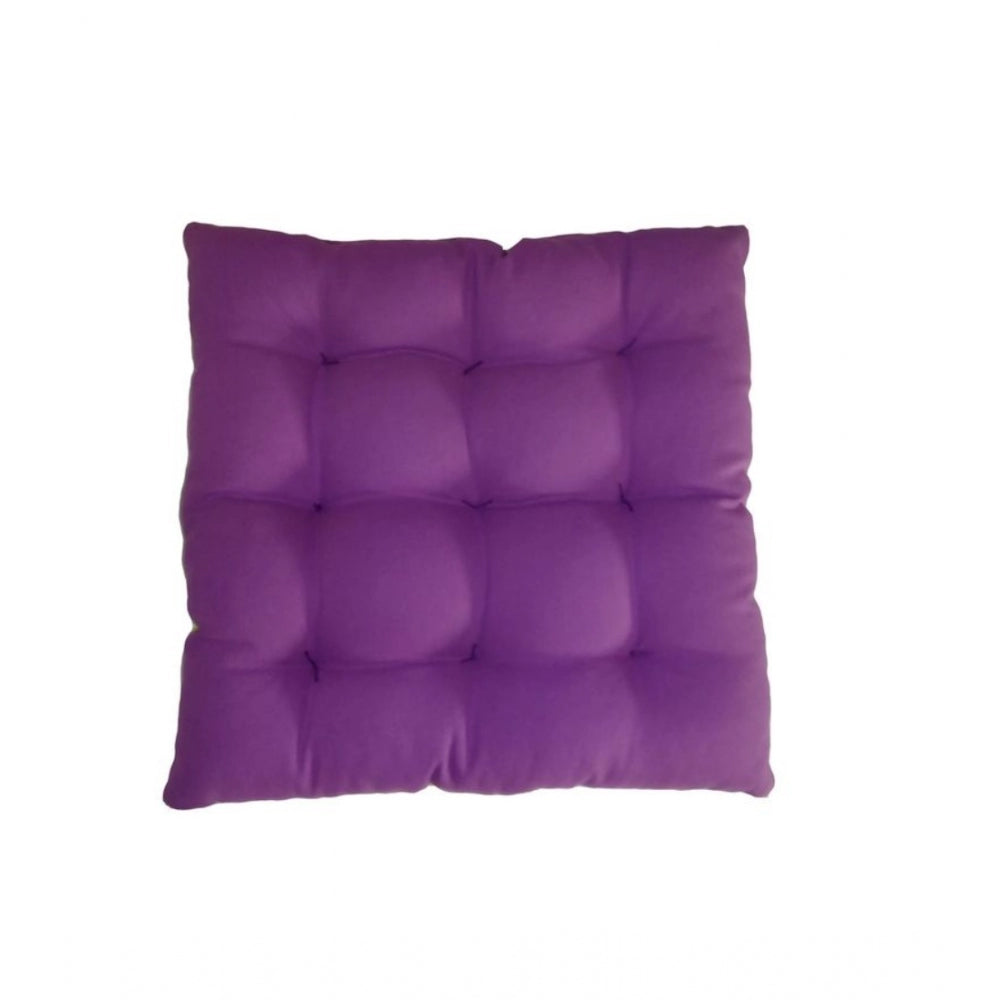 Cotton Blended Solid Chair Cushions (Purple &amp; Green, Size: 16x16 In) - GillKart