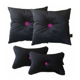 Pack Of_4 Polyester Solid Car Pillow Sets (Black &amp; Pink, Size: 12x12 In) - GillKart