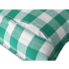 Pack Of_2 Cotton Checkered Cushion Cover With Blanket Stitch (Green, Size: 12x20 In) - GillKart