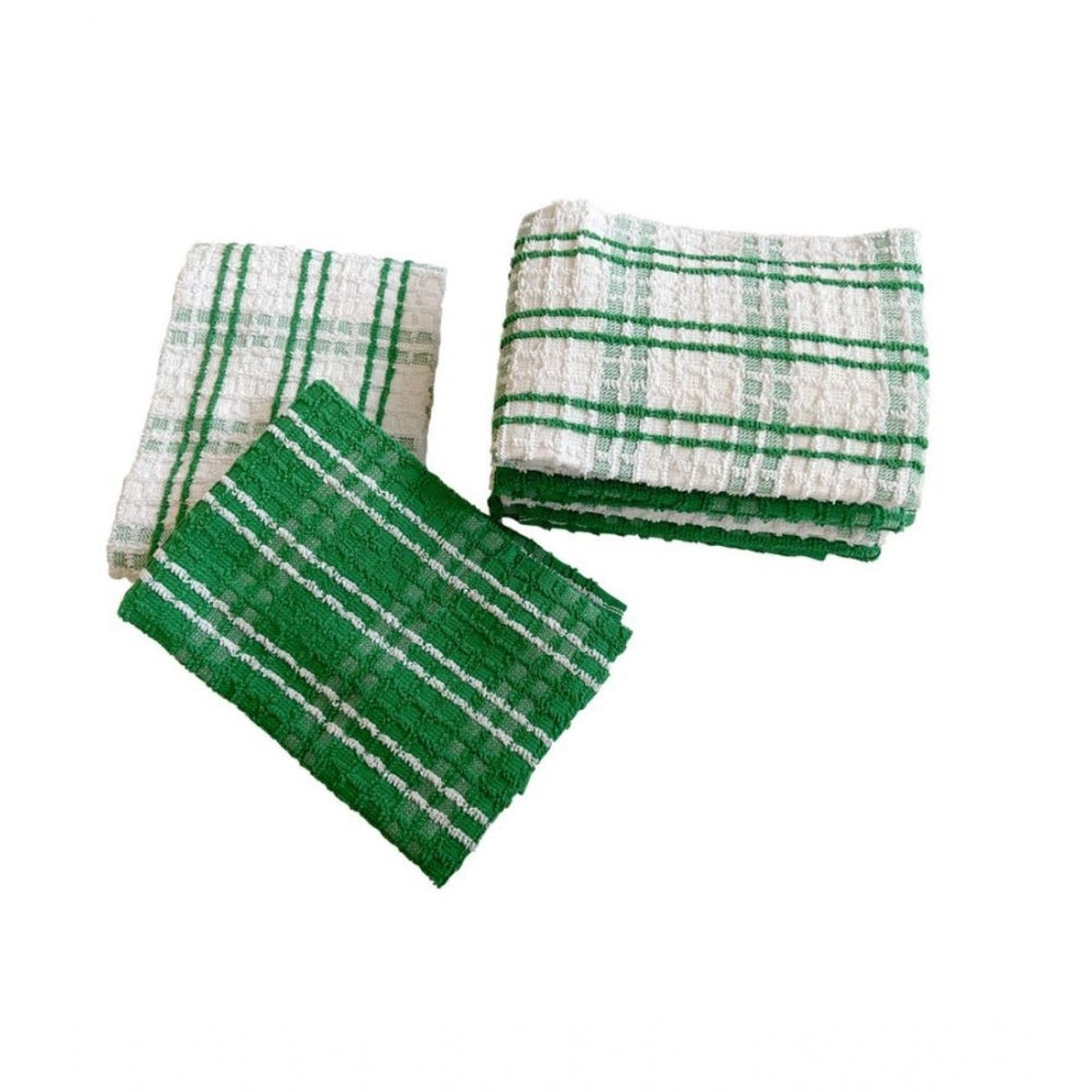 Pack Of_6 Cotton Checkered Kitchen Towel Sets (Green) - GillKart