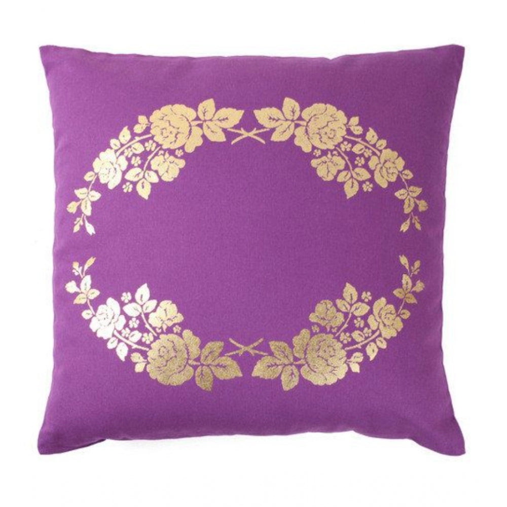 Pack Of_2 Cotton Printed Cushion Cover Sets (Purple, Size: 16x16 In) - GillKart