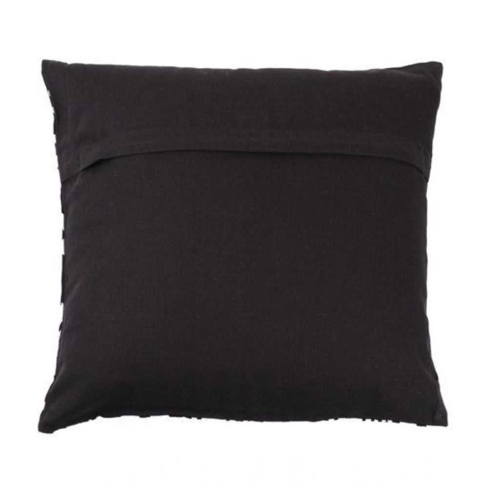 Pack Of_2 Cotton Printed Cushion Cover Sets (Black, Size: 16x16 In) - GillKart