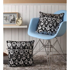 Pack Of_2 Cotton Printed Cushion Cover Sets (Black, Size: 16x16 In) - GillKart