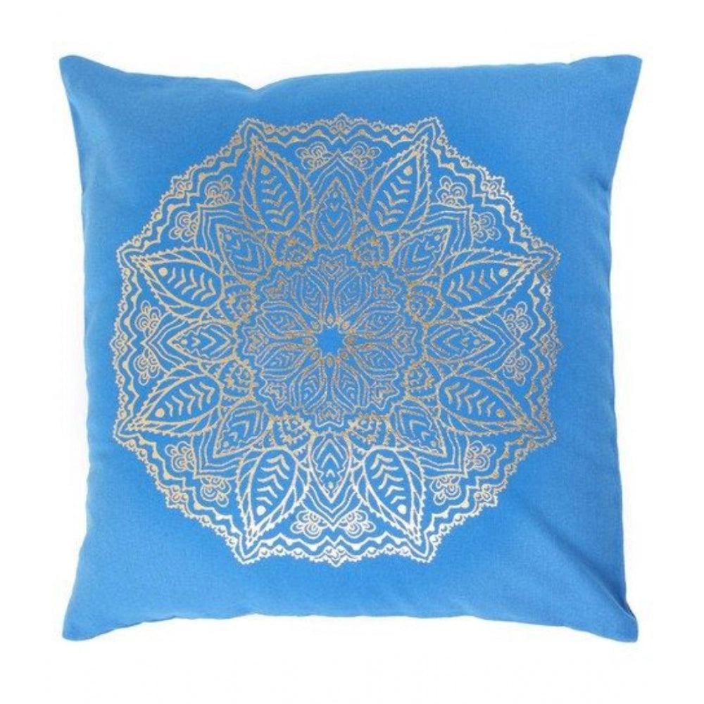 Pack Of_2 Cotton Printed Cushion Cover Sets (Blue, Size: 16x16 In) - GillKart