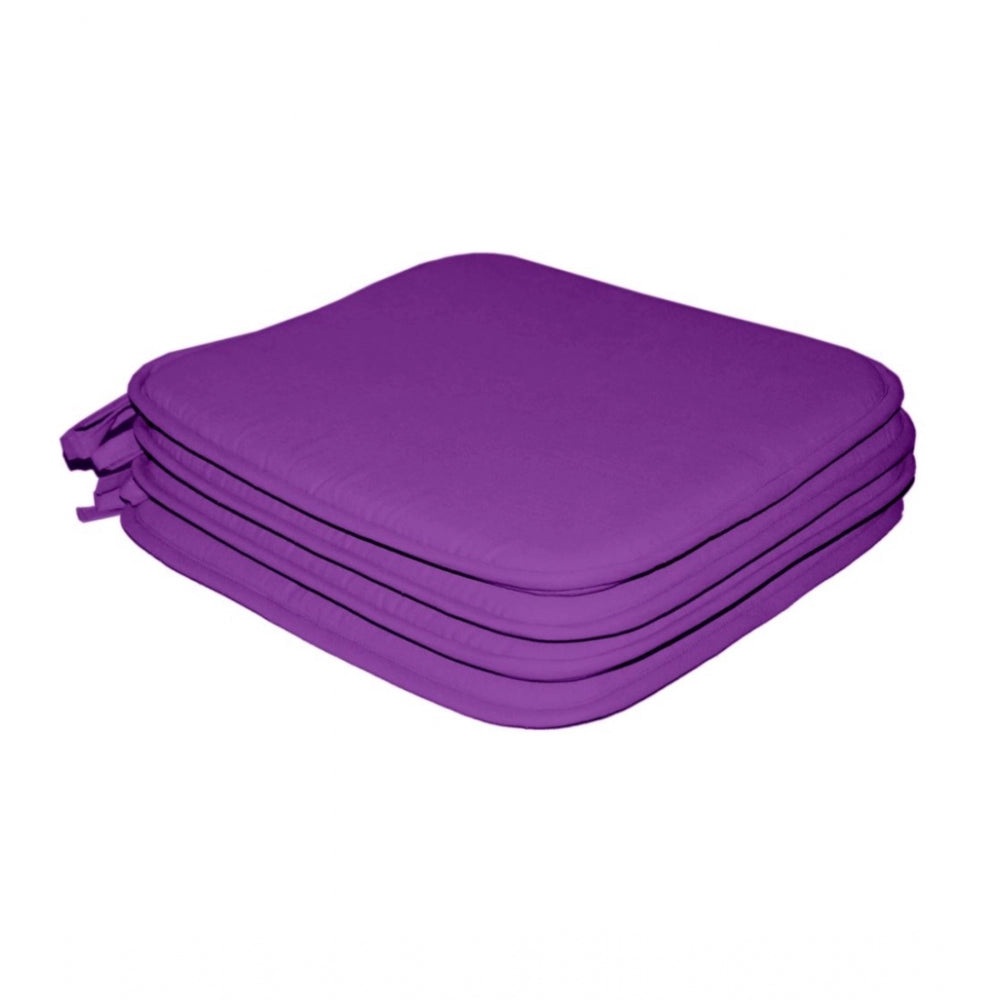 Pack Of_4 Cotton Blended Solid Chairpads (Purple, Size: 15x15 In) - GillKart