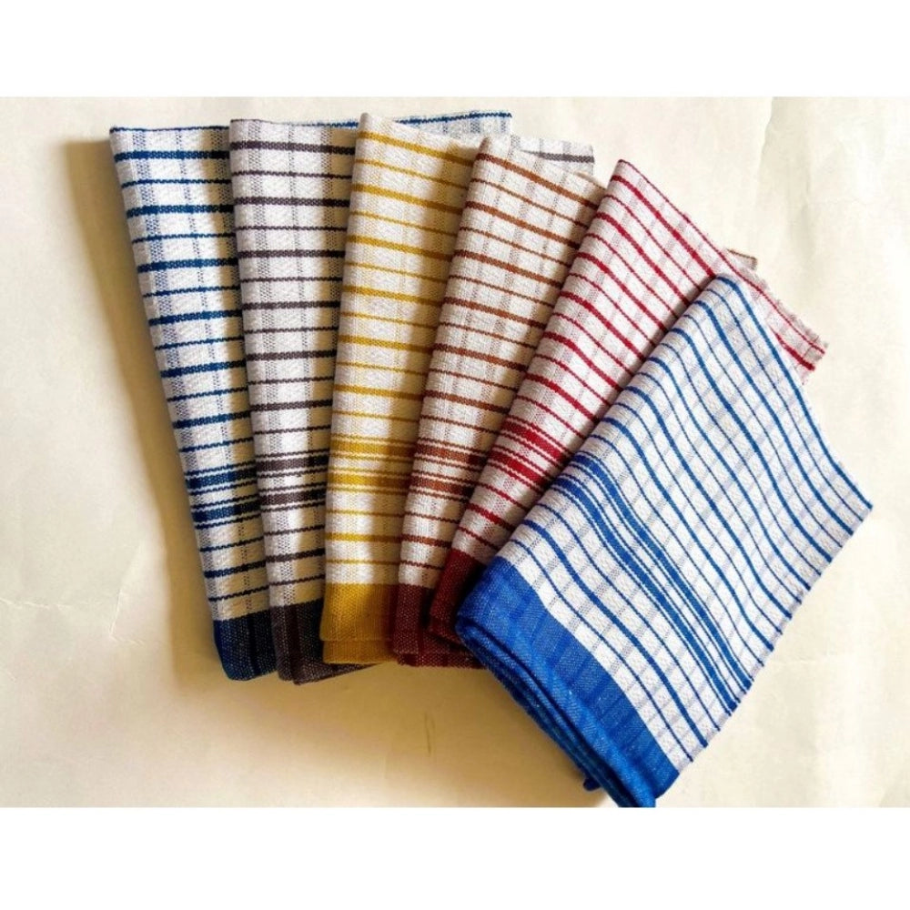 Pack Of_6 Cotton Checkered Kitchen Towel Sets (Multicolor, Size: 18x28 In) - GillKart