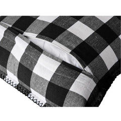 Pack Of_2 Cotton Checkered Cushion Cover With Blanket Stitch (Black, Size: 12x20 In) - GillKart