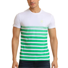 Men's Casual Cotton Printed Round Neck Half Sleeve T-Shirt (Green) - GillKart