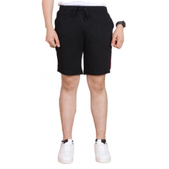 Men's Casual Cotton Striped Above knee Shorts (Black) - GillKart