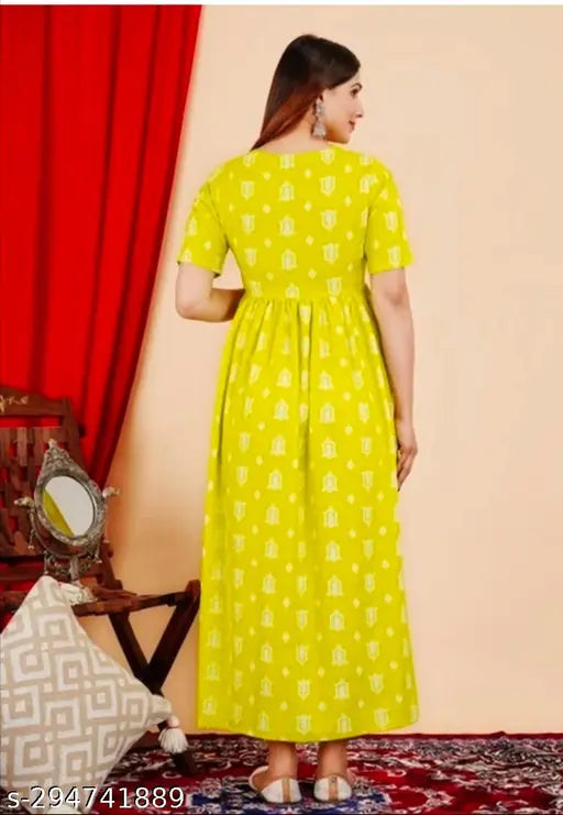 New Women New Rayon Latest Design Yellow Lemon Kurti Girls Wear