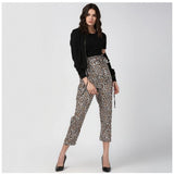 Women's Polyester Animal Print Elasticated Trousers (White - Yellow) - GillKart