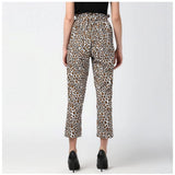 Women's Polyester Animal Print Elasticated Trousers (White - Yellow) - GillKart