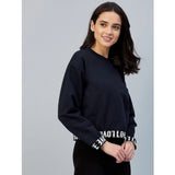 Women's Fleece Solid Long Sleeves Sweatshirt (Navy) - GillKart