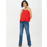 Women's Polyester Embellished Shoulder Straps Top (Red) - GillKart