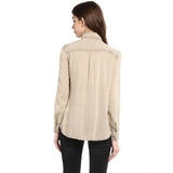 Women's Rayon Solid Long Sleeves Standard Length Shirt (Beige) - GillKart