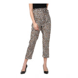 Women's Polyester Animal Print Elasticated Trousers (White - Yellow) - GillKart