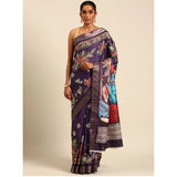 Women's Cotton Printed Saree With Unstitched Blouse 5.5Mtr (Purple-Pink) - GillKart