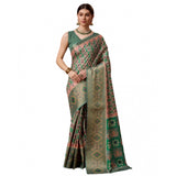 Women's Cotton Printed Saree With Unstitched Blouse 5.5Mtr (Green) - GillKart