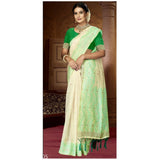 Women's Cotton Printed Saree With Unstitched Blouse 5.5Mtr (Green) - GillKart