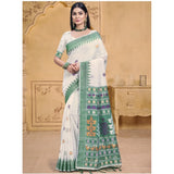 Women's Cotton Printed Saree With Unstitched Blouse 5.5Mtr (Green) - GillKart