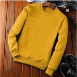 Men's Casual Fleece Solid Round Neck Long Sleeves Sweatshirt (Orange) - GillKart