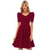 Women's Knitting strachable Solid V Neck Cap Sleeve Dresses (Maroon) - GillKart