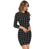 Women's Polyester Solid High Neck Full Sleeve Dresses (Black) - GillKart