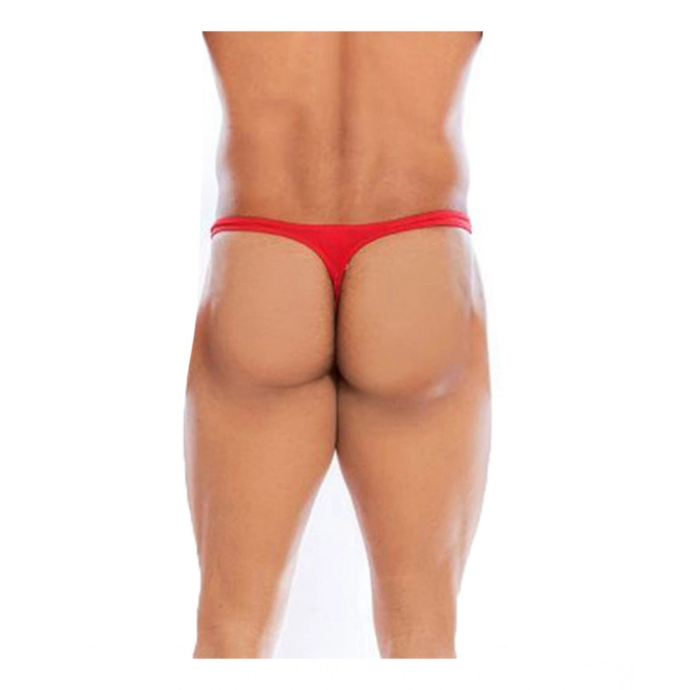 Men's Pack Of_2  Polyester Spandex Solid Thong Underwear (Red, Free Size: Fit to S, M, L)