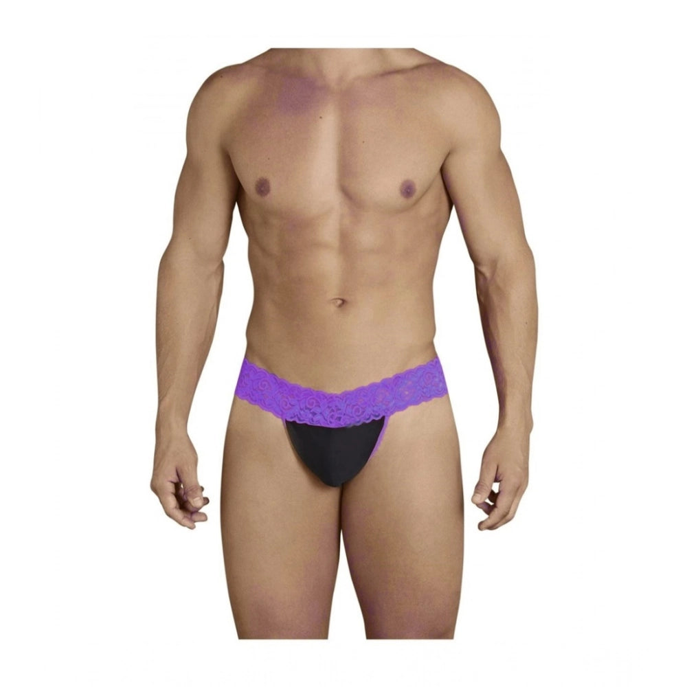 Men's Pack Of_2  Power Net Lycra Lace Self Design G String Underwear (Purple, Free Size: Fit to S, M, L)