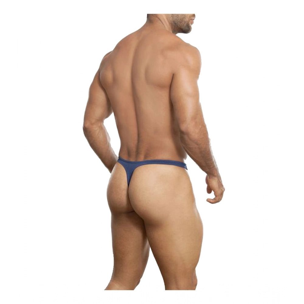 Men's Pack Of_2  Polyester Spandex Solid Thong Underwear (Navy Blue, Free Size: Fit to S, M, L)