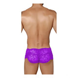 Men's Pack Of_2  Nylon Spandex Self Design Boxer Underwear (Purple, Free Size: Fit to S, M, L)