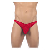 Men's Pack Of_2  Nylon Spandex Self Design Bikini Underwear (Red, Free Size: Fit to S, M, L)