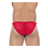 Men's Pack Of_2  Nylon Spandex Self Design Bikini Underwear (Red, Free Size: Fit to S, M, L)