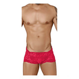 Men's Pack Of_2  Nylon Spandex Self Design Boxer Underwear (Red, Free Size: Fit to S, M, L)