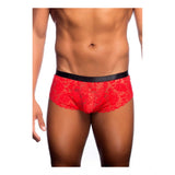 Men's Nylon Spandex Self Design Boxer Underwear (Red, Free Size: Fit to S, M, L)