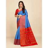 Women's Organza Woven Saree With Unstitched Blouse (Light Blue, 5.5Mtrs)