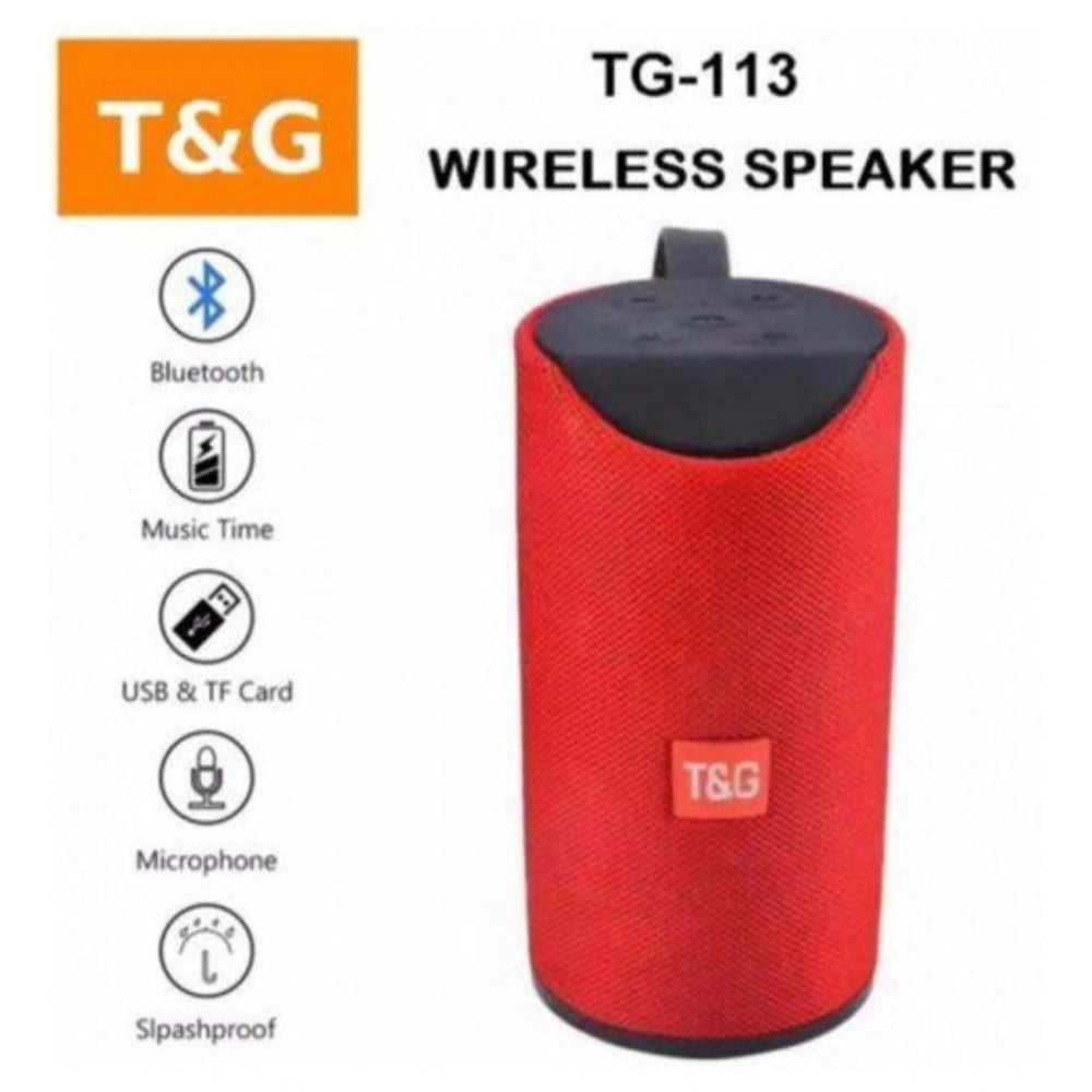 Plastic Rubber Wireless TG113 Bluetooth Speaker (Red)