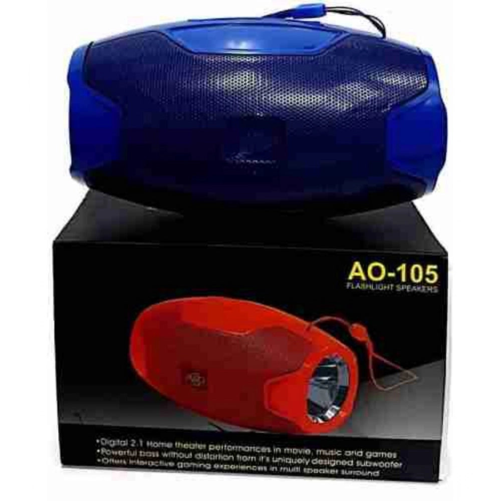 Plastic Rubber Wireless AO105 Bluetooth Speaker (Blue)